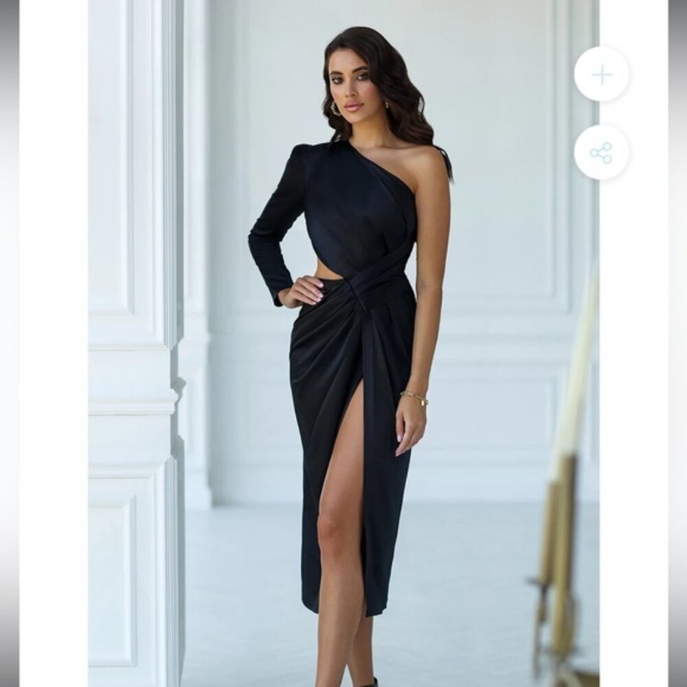 NWT black satin evening dress